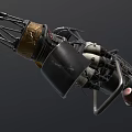 Mechanical Sci Fi Weapon Featuring Complex Industrial Design Metal Gears Pipes And Cables
