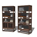 Modern Wooden Bookcases With Multiple Open Shelves Books And Decorative Vases