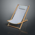 Modern Lounge Chair with Wooden Frame White Fabric Cushion and Pillow
