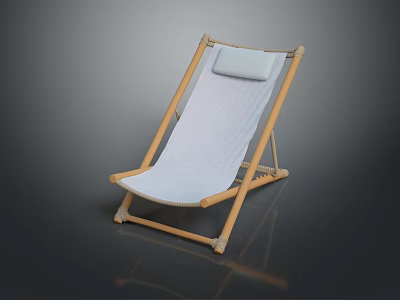 Modern Lounge Chair with Wooden Frame White Fabric Cushion and Pillow 3d model