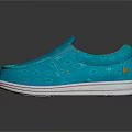 Turquoise Casual Slip On Shoes With White Sole And Perforated Upper Design