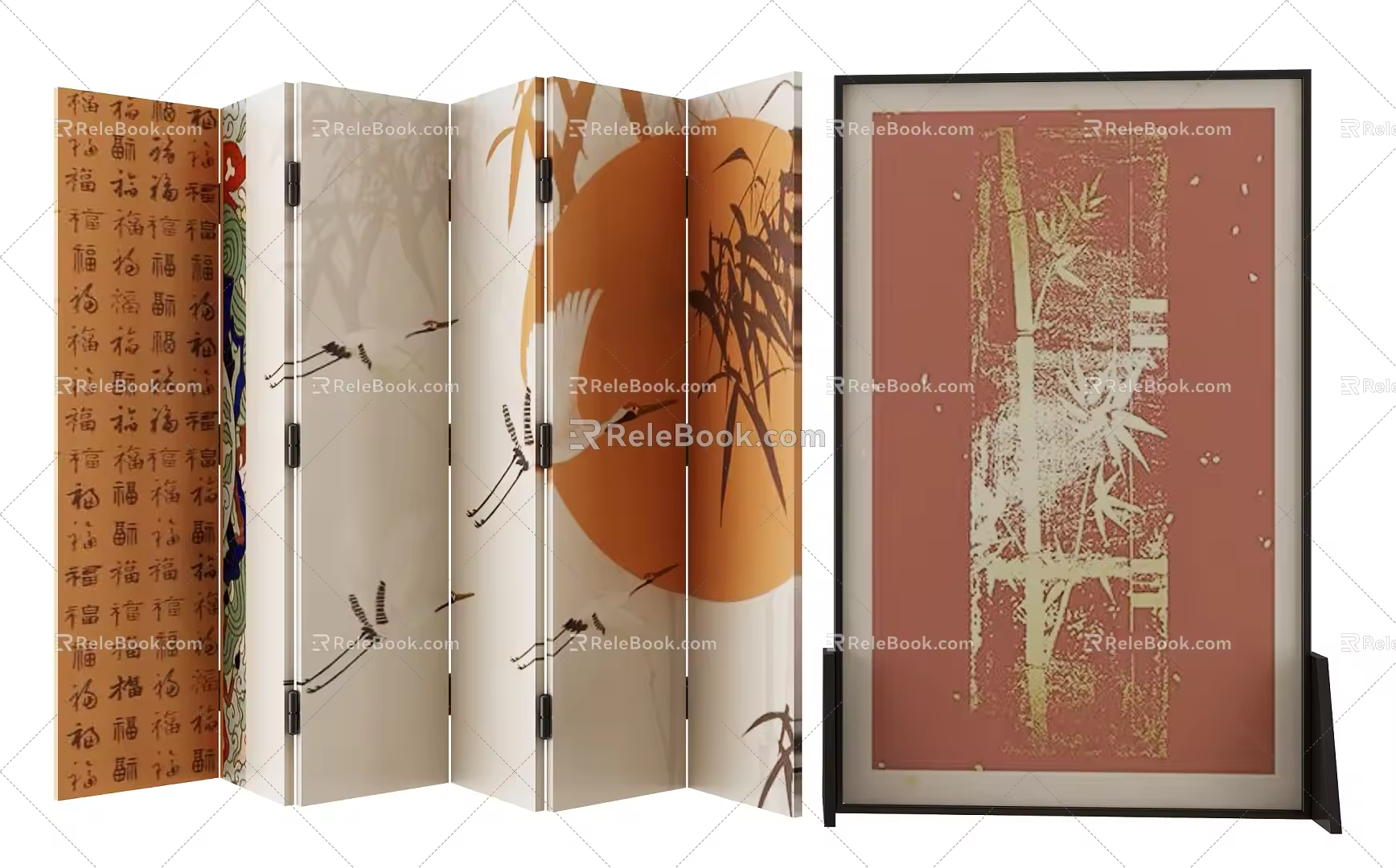new chinese style screen 3d model