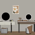 Cream Style Dressing Table Locker 3d model