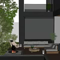 Modern Garden Landscape With Pool Outdoor Seating Fireplace And Lush Green Plants