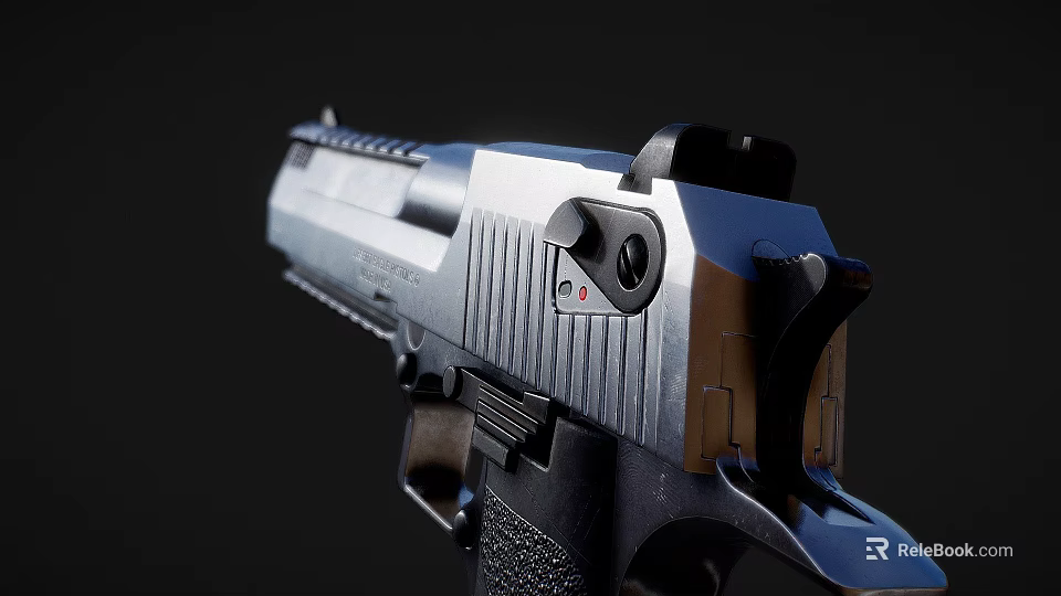 Tactical Pistol with Modern Metal Finish Front Sight Attachment and Textured Grip Design 3d model 