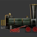 Vintage Model Train Design With Green Body Black Smoke Stack Red Wheels And Gold Accents