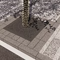 Outdoor Tree Pit Design With Tree Trunk and Surrounding Paving Slabs