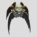 Game and Movie Character Skeleton Skull With Yellow Eyes Black Wings And Golden Decorations