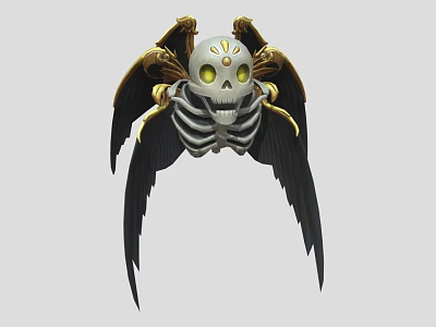 Modern game character wings skull 3d model