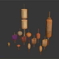 Traditional Colorful Decorative Lanterns With Various Sizes And Artistic Patterns