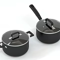 Black Cookware Set With Lids And Double Handles For Kitchen Use