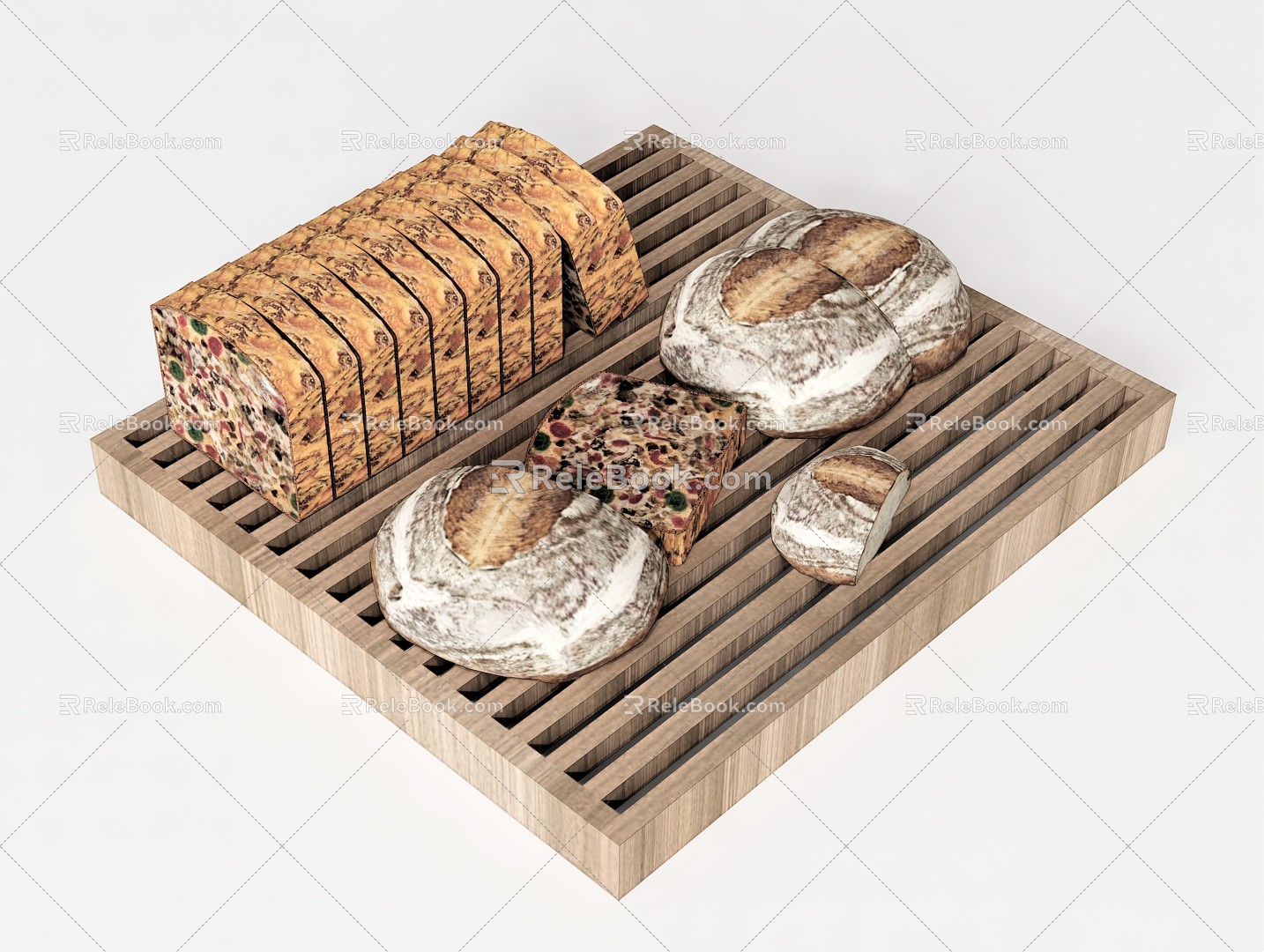 Modern Bread Food Beverage Toasted Bread Block Bread 3d model