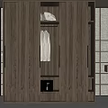 Modern Wooden Wardrobe with Sliding Doors Hanging Clothes Storage Compartments and Minimalist Design