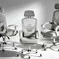 Ergonomic Modern Gray Mesh Office Chairs With Armrests Headrest And Wheels