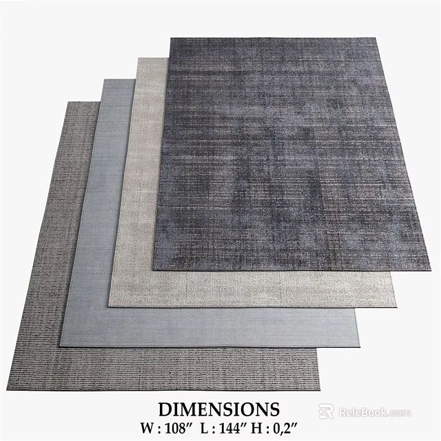 Various Textured Square Rugs In Gray Beige And Dark Gray Woven Design 3d model 
