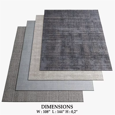 Various Textured Square Rugs In Gray Beige And Dark Gray Woven Design 3d model