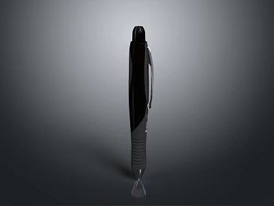 Sleek Black Writing Tool With Silver Accents Textured Grip And Modern Design 3d model
