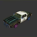 Classic Black And White Police Car With Badge And Reflective Details