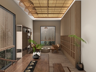 Chinese Tea Room Tea Table Reception Room 3d model