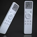 Two White Digital Display Remote Controls With Temperature Indicators For Home Appliances