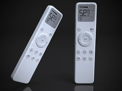 Two White Digital Display Remote Controls With Temperature Indicators For Home Appliances 3d model