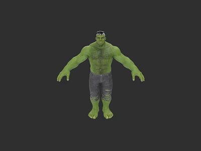 Hulk Green Skinned Superhero Character With Ripped Jeans Standing Pose 3d model