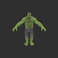 Hulk Green Skinned Superhero Character With Ripped Jeans Standing Pose
