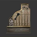 Vintage Brass Cash Register With Ornate Carvings Mechanical Components And Top