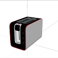 Modern Black and Red Kitchen Toaster with Silver Trim and Control Buttons 3d model