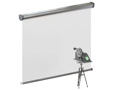 Home Entertainment Appliances with Projection Screen and Movie Projector on Tripod 3d model