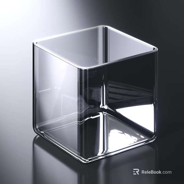 Transparent Glass Cube Drinking Cup with Clear Design and Smooth Edges for Daily Use 3d model 