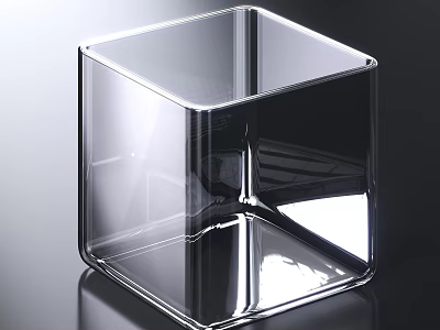 Transparent Glass Cube Drinking Cup with Clear Design and Smooth Edges for Daily Use 3d model