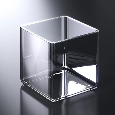 Transparent Glass Cube Drinking Cup with Clear Design and Smooth Edges for Daily Use 3d model