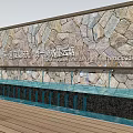 Natural Stone Feature Wall with Chinese Inscriptions Water Features and Soft Lighting