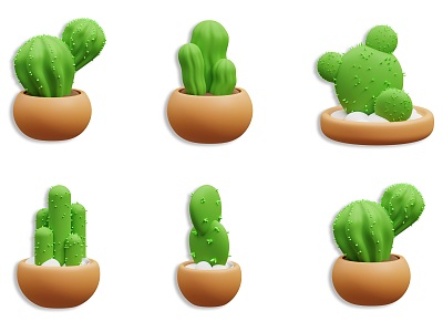 Cartoon Cactus Ornaments Plant Cartoon Cactus Green Plant Potted Cartoon Plant Potted Cartoon Plant Potted Plant Green Plant Ornaments model