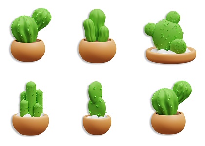 Cartoon Cactus Ornaments Plant Cartoon Cactus Green Plant Potted Cartoon Plant Potted Cartoon Plant Potted Plant Green Plant Ornaments 3d model