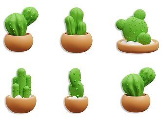 Cartoon Cactus Ornaments Plant Cartoon Cactus Green Plant Potted Cartoon Plant Potted Cartoon Plant Potted Plant Green Plant Ornaments 3d model