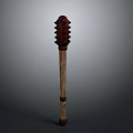 Ancient Melee Weapon With Spiked Head And Wooden Handle Design
