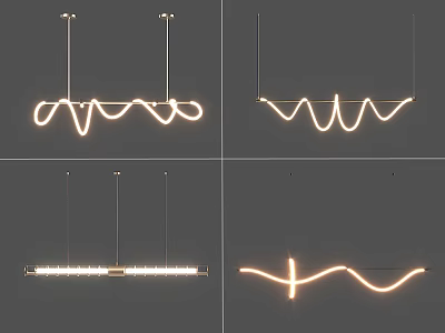 Modern Wavy LED Pendant Lights With Contemporary Minimalist Design 3d model