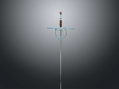 Classic Medieval Sword With Wooden Handle And Metal Crossguard Design 3d model