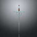 Classic Medieval Sword With Wooden Handle And Metal Crossguard Design