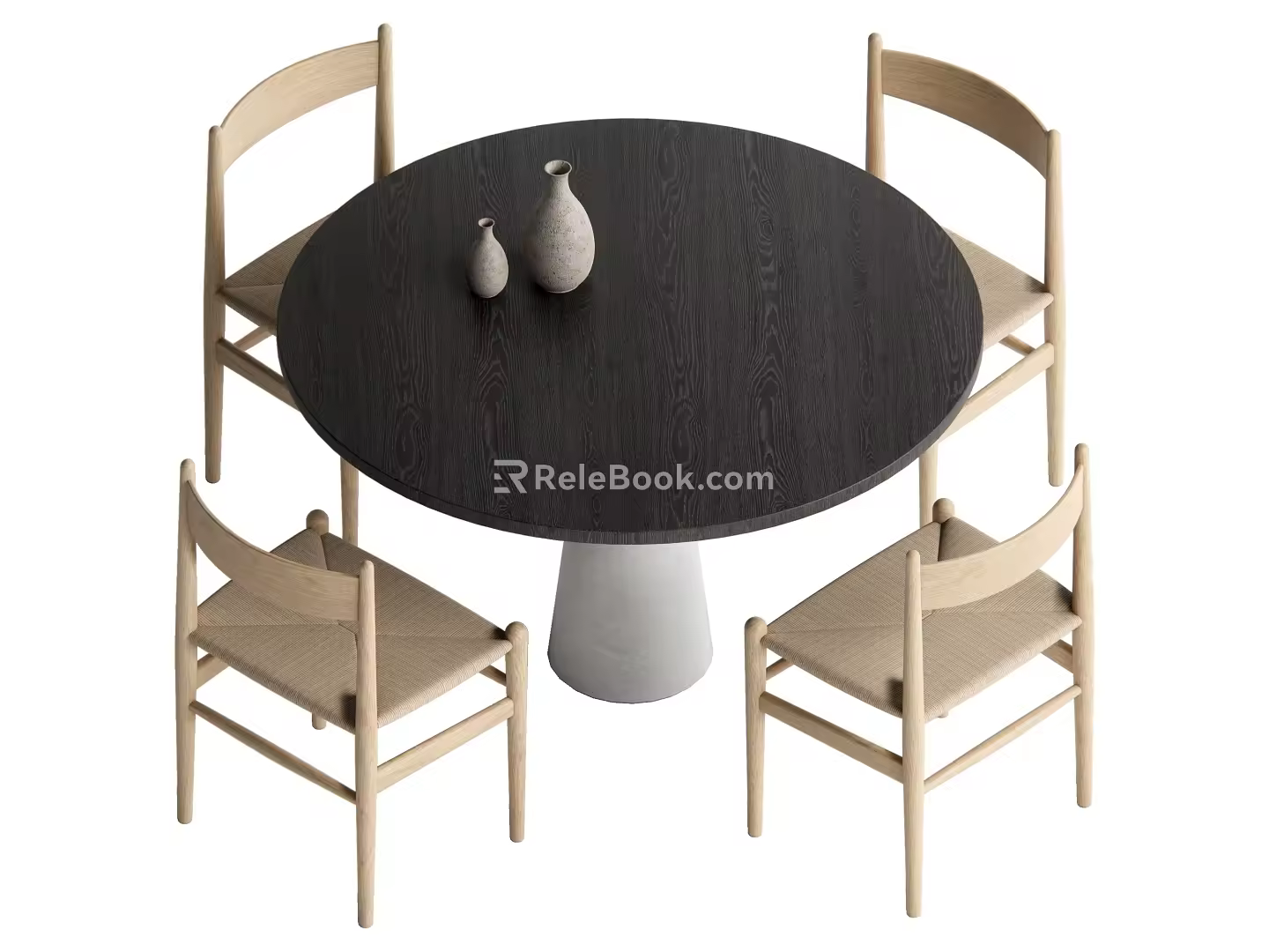 Wind dining table and chair combination 3d model