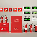 Fire Equipment With Fire Extinguishers Hydrant Cabinet Safety Exit And Fire Alarm 119 Signs