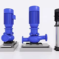 Blue And Black Vertical Industrial Pumps With Metal Bases And Stable Structures