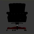 Black Leather Office Chair with Tufted Backrest Armrests and Red Wheeled Base