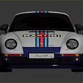 Classic White Racing Car With Martini Logo Number 20 And Rear Spoiler
