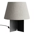 Modern Minimalist Beige Linen Shade Table Lamp With Black Metal Base Soft Lighting