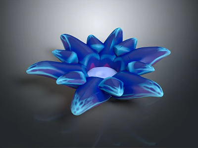Blue Sea Anemone With Petal Like Structures And Translucent Body On Dark Background 3d model