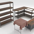 Wooden And Metal Home Furniture Set With Bookshelf L Shaped Desk Small Table And Storage Cabinet
