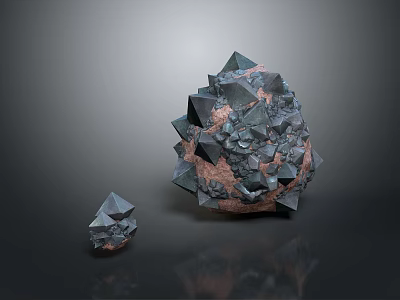3D Rendered Wood and Stone Samples with Irregular Dark Surfaces Sharp Facets and Brown Bases 3d model
